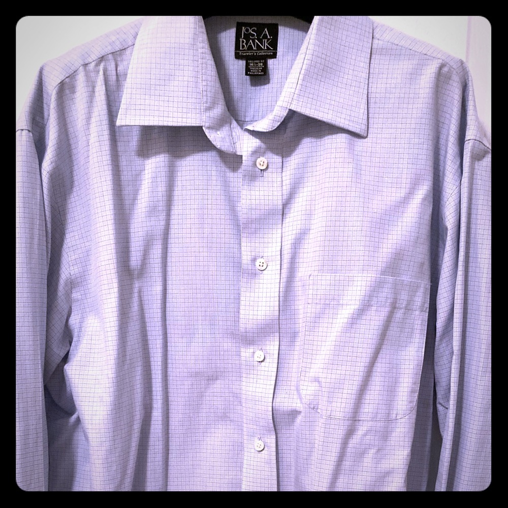 JOS A BANK Travelers Collection Blue Dress Shirt